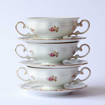 Suppentassen Vintage Porzellan Geschirr mieten